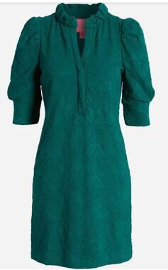 Lily Pulitzer Elsey Floral Green Jacquard Puff Sleeves Ladies Dress Size M